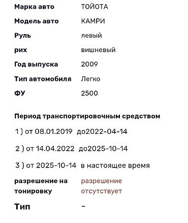 windom 2001: Toyota Camry: 2009 г., 2.5 л, Автомат, Бензин, Седан — 5