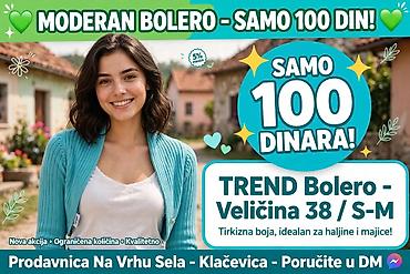 dozer za parfeme: Trendi ženski bolero – tirkizna boja - Model: Trend bolero - — 1
