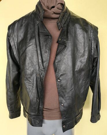 crna subara: Leather jacket Genuine leather, L (EU 52), color - Black