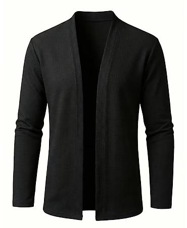 Sviterlər: Qara rəngli kişilər üçün açıq önlü kardiqan - Stil: Minimalist — 1
