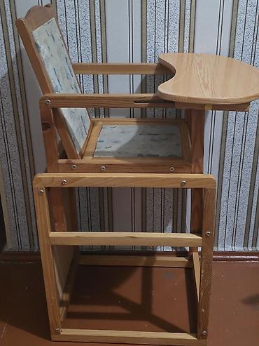 Yemək masaları, oturacaqları: Taxta uşaq yemək stulu - Material: təbii ağac karkas, laklı taxta — 2