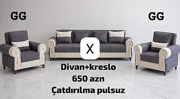 Divan + kreslo dəsti - Komplekt: 1 ədəd üçnəfərlik divan və 2 ədəd