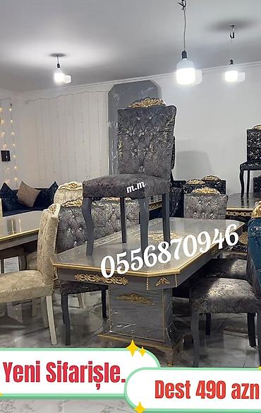 stul gence: Qonaq otağı üçün, Yeni, Açılmayan, Dördbucaq masa, 6 stul — 8
