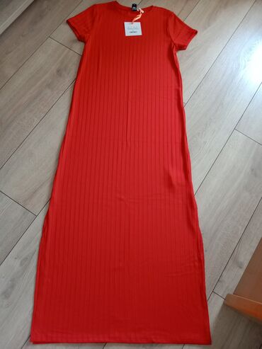 crvene haljine za maturu: L (EU 40), XL (EU 42), bоја - Narandžasta, Drugi stil, Kratkih rukava