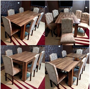 metbex ucun stol stul: Для кухни, Раскладной, Прямоугольный стол, 6 стульев