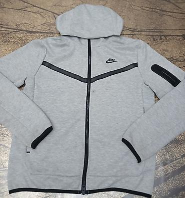 Серая мужская худи/толстовка на молнии Nike Tech Fleece. - Материал