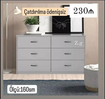 Komodlar: Mebel: 6 çekmecəli komod - Rəng: boz - Dizayn: iki sütunda, hər — 1