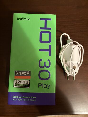 400 manatliq telefonlar: Infinix Hot 30 Play NFC, 128 GB, rəng - Qara, Sensor, Face ID