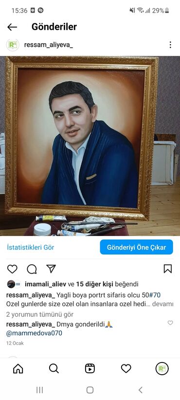 ressamlar v Azərbaycan | Rəsm və şəkillər: Yagli boya portret parca ketan uzerinde. Olcu 50#70 dir sifarisler
