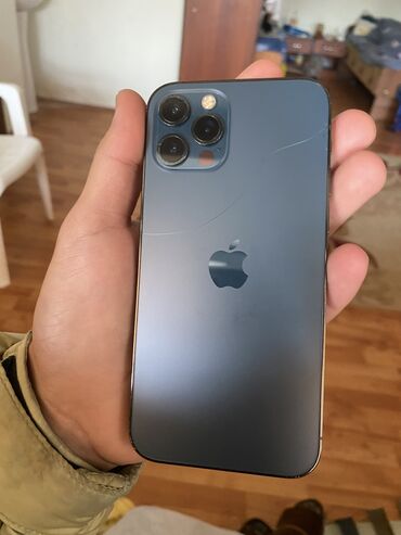 айфоны 10: IPhone 12 Pro, Арзандатуу 10%, Колдонулган, 128 ГБ, Blue Titanium, 75 %