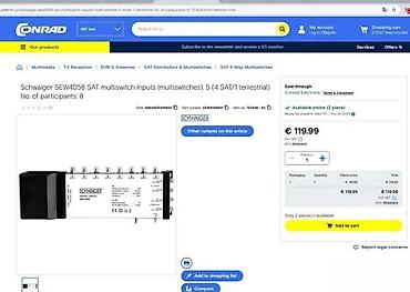 Aksesoari za TV i video: Schwaiger SEW4058 SAT multiswitch 5/8 - Tip: SAT multiswitch sa 5 — 1
