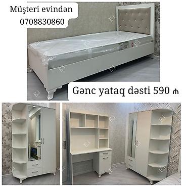 tek taxt: Gənc yataq dəsti – 590 ₼ Dəst tərkibi: - Tək nəfərlik çarpayı: yumşaq — 1