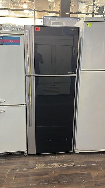soyuducuları: Toshiba iki qapılı soyuducu - Üstdə dondurucu, altda əsas soyutma — 1