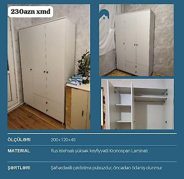 Üç qapılı dolab – 230 AZN Xüsusiyyətlər: - Ölçülər: 200 × 120 × 45 sm lalafo.az -da Üç qapılı dolab – 230 AZN Xüsusiyyətlər: - Ölçülər: 200 × 120 × 45 sm