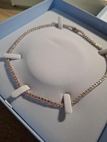 sat versace: Original Swarovski Matrix Tennis ogrlica sa nežno roze (pink) — 2