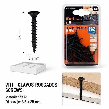 KMT čelični šrafovi 3.5 × 25 mm – set 34 kom - Materijal: čelik -