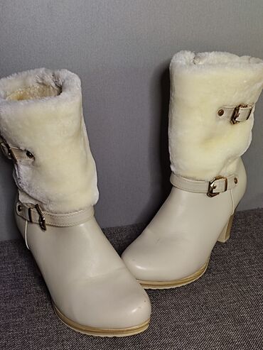 купить сапоги женские зимние кожаные турция: Сапоги, 38, цвет - Белый