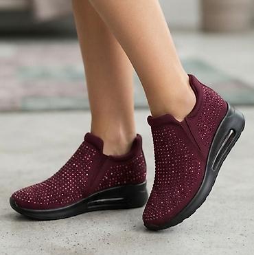 boots cizme: Ženske patike sa platformom – boja bordo - Dizajn bez pertli: lako — 1