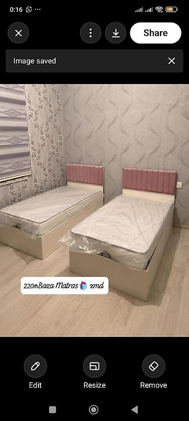 İkili tək nəfərlik çarpayı dəsti – baza + matrass - Ölçü: 220 sm