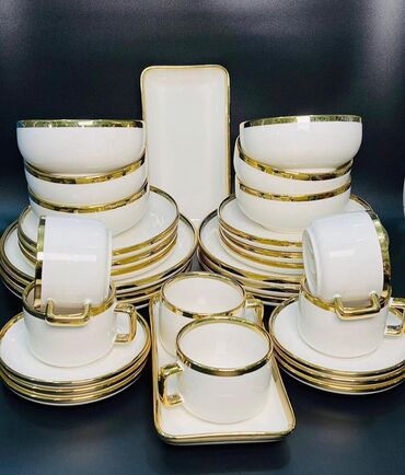 посуда набор: Продается керамическая посуда На 32 персон Чайные пары с тарелочками