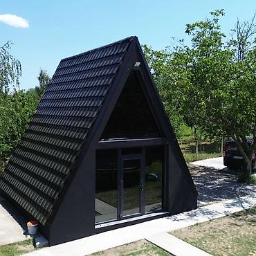 Tikinti işləri: A-Frame tipli mini ev/kabin - Müasir A-formalı memarlıq: yüksək — 2