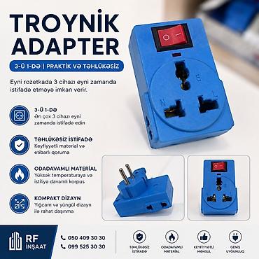 Troyik Adapter – 3‑ü 1‑də, praktik və təhlükəsiz Xüsusiyyətlər: - 3‑ü