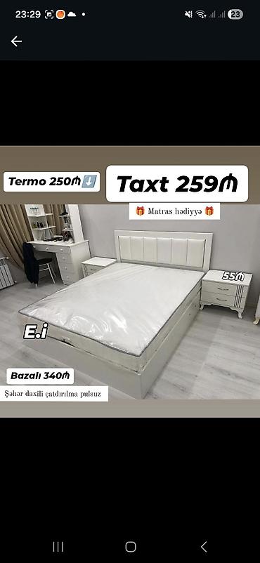 taxt tumba: Ağ rəngli yataq otağı üçün taxt və aksesuarları - Taxt: 259₼ - Bazalı — 1