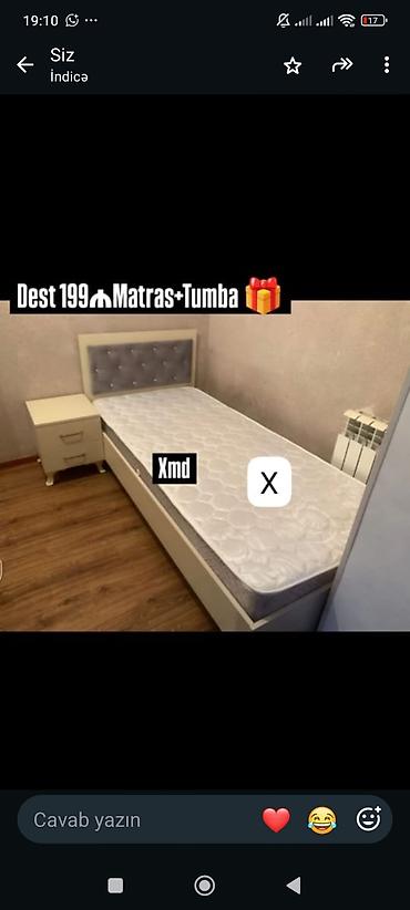 tumuckalar: Dəst: çarpayı + matras + tumba - Tək nəfərlik çarpayı: ağ rəngdə — 1
