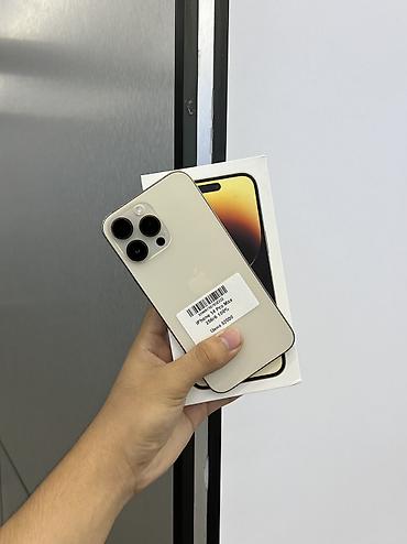 IPhone 14 Pro Max, Б/у, 256 ГБ, Matte Gold, Защитное стекло, Чехол, Коробка, В рассрочку, 100 %