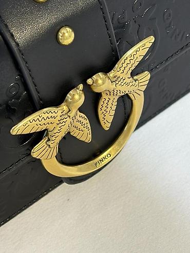 pinko: PINKO Love Bag ikon dizaynlı mini çanta - Rəng: qara - Material — 3