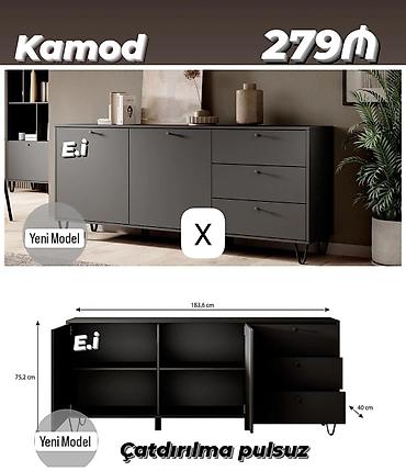 Komodlar: Kamod – Yeni Model - Rəng: tünd boz/qartalqara ton - Ölçülər — 1