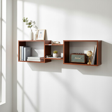 шкаф и настенные книжные полки: Полка навесная P002 (Красное дерево) Настенная полка, универсальная –