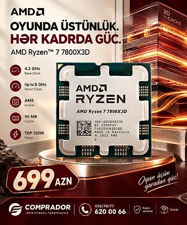 AMD Ryzen™ 7 7800X3D prosessoru, 8 nüvə və 16 axınlı güclü memarlığı