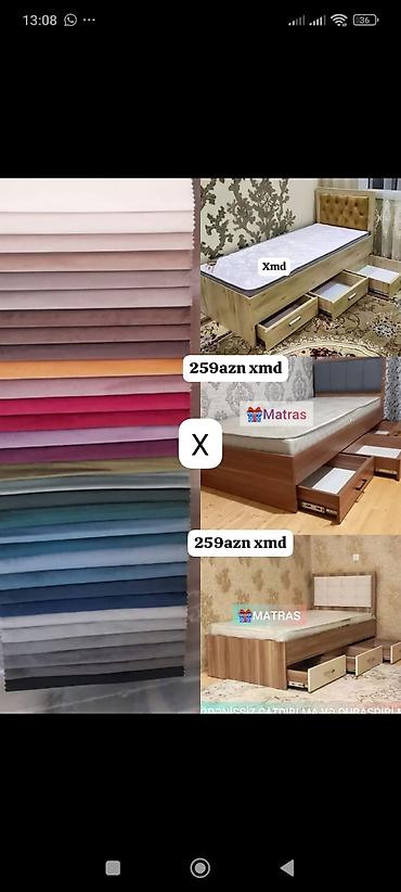taxt dosəyi: Tək nəfərlik çekmecəli taxt bazası və matras komplekti - Ölçü: Xmd — 1