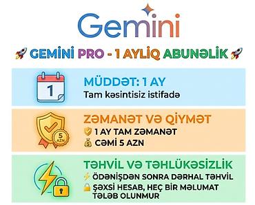 aux kabel iphone: Google Gemini Pro 1 Ay 3azn 3 Ay 7 azn 6 Ay 15azn -İstifadə — 1