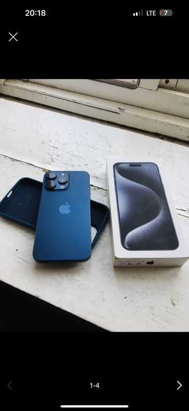 ноутбук 2022: IPhone 15 Pro Max, Колдонулган, 256 ГБ, Көгүлтүр, Заряддоочу түзүлүш, Коргоочу айнек, Каптама, 96 %