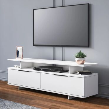 televizor ayaqları: Yeni, Düz TV altlığı, Polkalı, Laminat