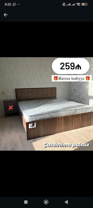 2 neferlik taxt satilir: Taxta çarpayı – başlıqla birlikdə - Rəng və material: taxta dekorlu — 1