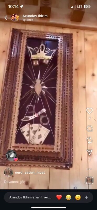 Nərdlər: Əl işı ağac oyma şahmat-nərd dəsti - Material: təbii ağac (tam ağac — 15