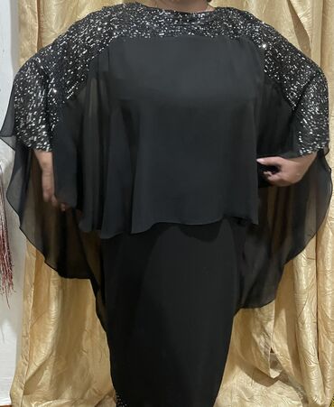 платья 52: Вечернее платье, Средняя модель, С рукавами, Пайетки, 6XL (EU 52)