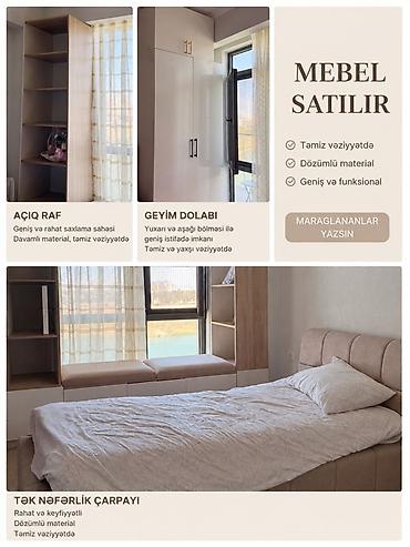 asilqan satilir: Mebel dəsti satılır – yataq otağı üçün geniş və funksional komplekt — 1