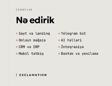 Digər xidmətlər: SMM, SEO, Mobil tətbiqlərin hazırlanması | Domen, Hosting — 2