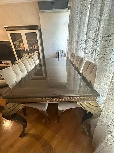 Qonaq otağı üçün, İşlənmiş, Kvadrat masa, 8 stul