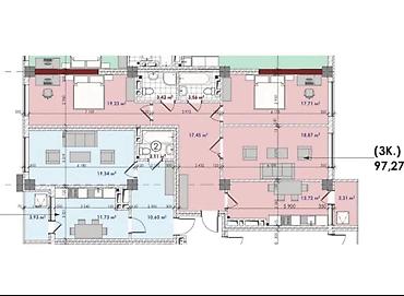 700: 3 комнаты, 94 м², Южная Магистраль Элитка, 14 этаж, ПСО (под самоотделку) — 2