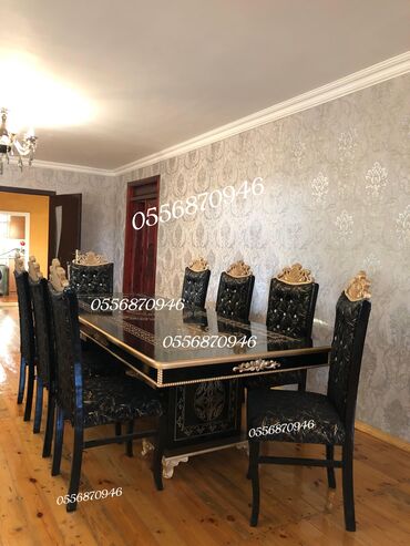 Sifarişlə masa və oturacaq dəstləri: Oval masa, Qonaq otağı üçün, 6 nəfər, Açılmayan, Azərbaycan, Zəmanətli — 4