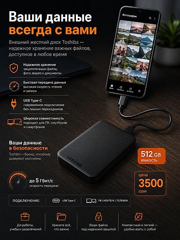 флешка 32г: Накопитель для ПК, Новый, Toshiba, HDD, 512 ГБ, Для ПК — 1