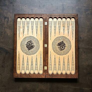 Нарды: Нарды "Роял Фиш" - Техника декора: глубокая лазерная гравировка по — 3