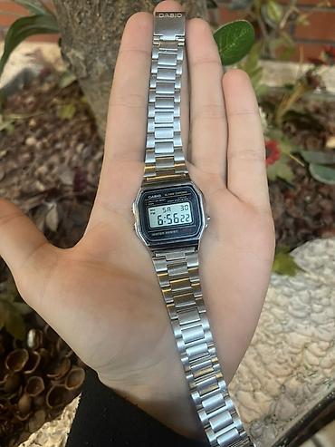 saat kişi: Casio rəqəmsal qol saatı – klassik dizayn, paslanmayan polad rəngli — 1