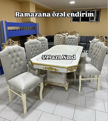 2 el mebiler: Qonaq otağı üçün, Yeni, Açılmayan, Dördbucaq masa, 6 stul — 2