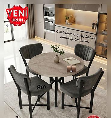 Yeni model dairəvi yemək masası dəsti - Tərkib: 1 ədəd dairəvi masa +